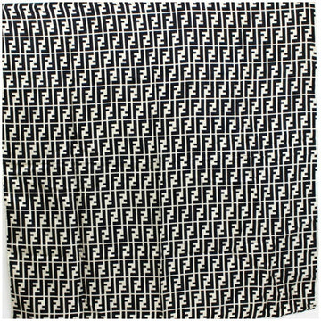 FENDI Silk Scarf Muffler Zucca Pattern Black x Beige Ladies