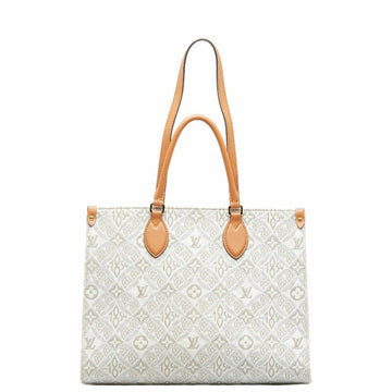 LOUIS VUITTON SINCE1854 On the Go MM Handbag Tote Bag M59614 Ecru White Brown Leather Jacquard Ladies