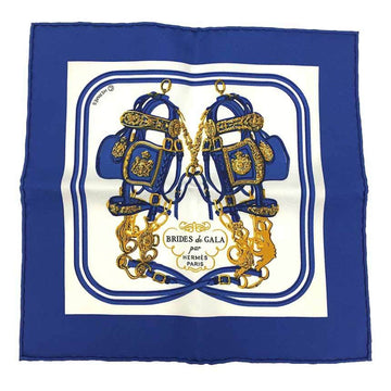 HERMES CARRE NANO 20CM BRIDES DE GALA Ceremony bridle Karenano KARE 20 NanoKare Scarf Muffler BLEU VIF/BLANC Blue x White 2020 100% Silk  aq6263