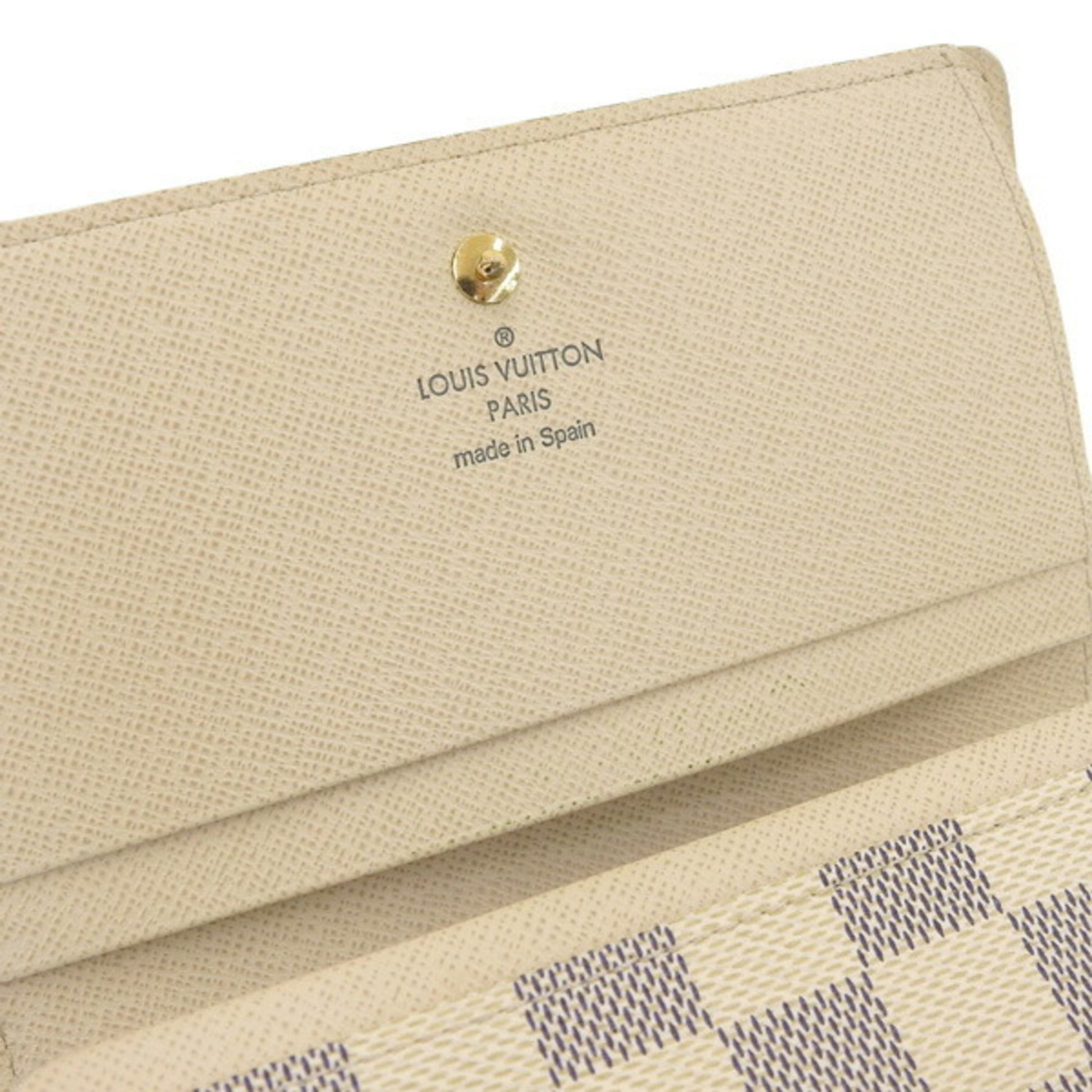 Louis Vuitton Portefeuille Tresor N61744 White Damier Azur Wallet 1154