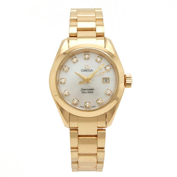 OMEGA Seamaster Aqua Terra Shell Dial K18YG Yellow Gold Women's Quartz Watch 2177.75