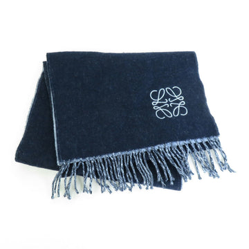 LOEWE muffler anagram wool/cashmere navy/blue unisex