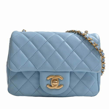 CHANEL lambskin matelasse coco mark chain shoulder bag - blue