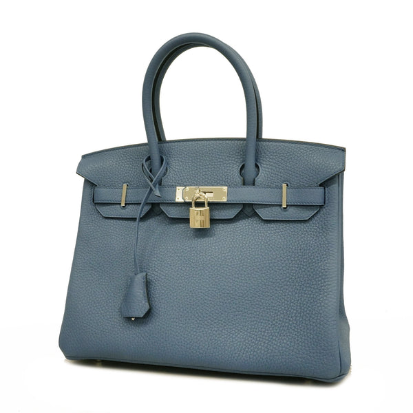 Hermes Birkin 35 handbag Taurillon Clemence Blue Jean GP metal fittings F  stamp Hermes