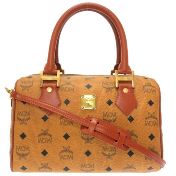 MCM Monogram Pattern PVC Brown Handbag Bag 0235