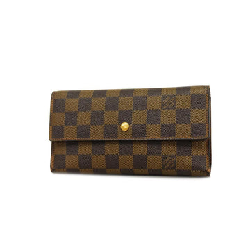 LOUIS VUITTON Trifold Long Wallet Damier Porte Tresor International N61215 Ebene Men's Women's