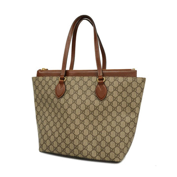 GUCCI tote bag GG Supreme 415721 leather brown gold hardware ladies