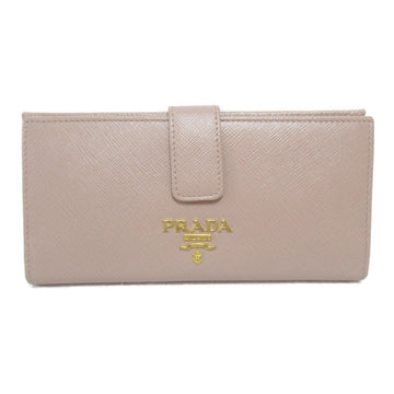 PRADA Bifold long wallet Beige leather Safiano leather