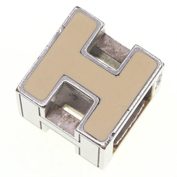 HERMES Top Cage de Ash H Cube Cream Silver Metal Enamel Necklace Choker Women's