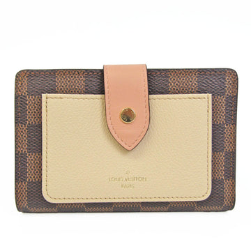 LOUIS VUITTON Damier Portefeuille Juliet N60380 Women's Damier Canvas Middle Wallet [bi-fold] Cream,Ebene