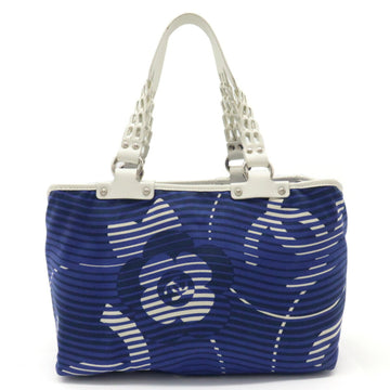 CHANEL Cruise Line Coco Mark Tote Bag Shoulder Canvas Leather Blue White A34549