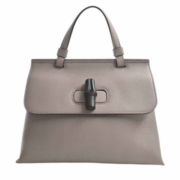 GUCCI bamboo daily leather shoulder bag 370831 gray