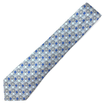 CHANEL tie here mark polka dot 100% silk gray men's