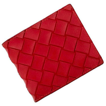 BOTTEGA VENETA Bifold Wallet Red Intrecciato Folding Rubber Leather  Women's