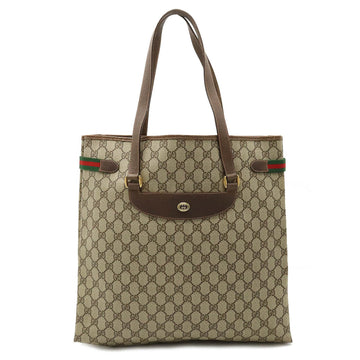 GUCCI Old Sherry Line GG Plus Tote Bag Shoulder PVC Leather Khaki Beige Mocha Brown 39.02.091