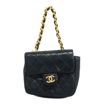 Chanel Mini Mini Matelasse Women's Leather Shoulder Bag Black