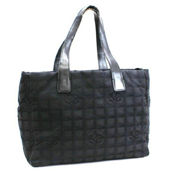 Chanel New Line Tote MM Bag Shoulder Nylon x Leather Black CHANEL Ladies Coco Mark With Serial Seal