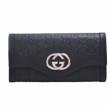 GUCCIsima Interlocking G Leather Bifold Long Wallet 282431 Brown Women's