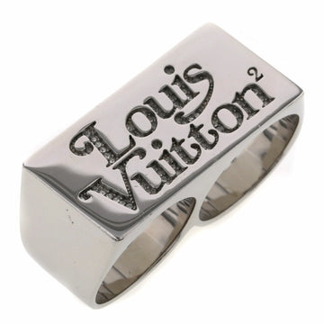 Louis Vuitton Ring Burg Double Squared LV Strass L MP2688 Upper No. 23 Lower 26.5 Silver Plated Rhinestone Men's LOUIS VUITTON