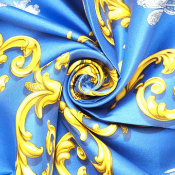 HERMES/ Carrosses d'Or Golden Carriage Scarf Blue Unisex