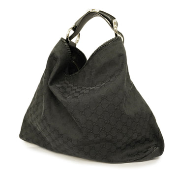 GUCCIAuth  Horsebit Shoulder Bag 114900 Women's GG Canvas Shoulder Bag Black