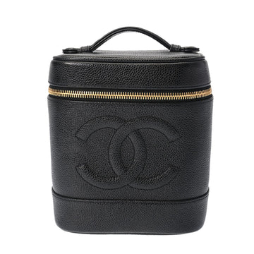 CHANEL Vanity Black Women's Caviar Skin Handbag