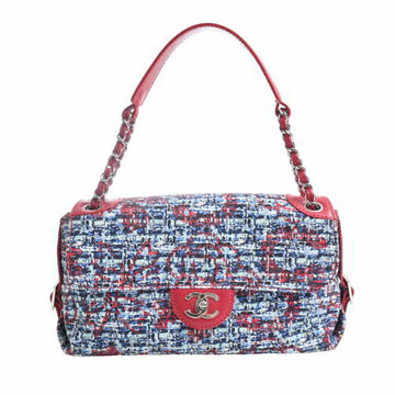 Chanel tweed here mark W chain shoulder bag red / blue