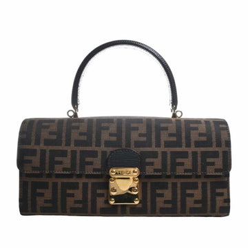 FENDI Canvas Zucca Handbag Brown Ladies