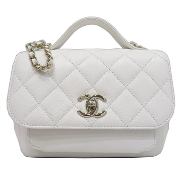 CHANEL Affinity A93607 Handbag Shoulder Bag White/SG Hardware Caviar Skin Women's Men's