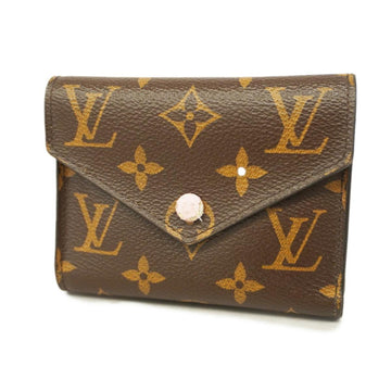 LOUIS VUITTON Trifold Wallet Monogram Portefeuille Victorine M62360 Brown Rose Valerine Women's