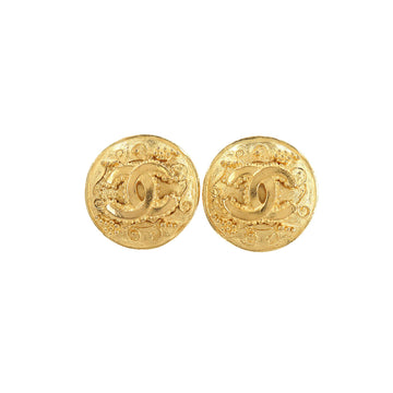 Chanel here mark round type earrings gold 96A accessories Vintage Earrings