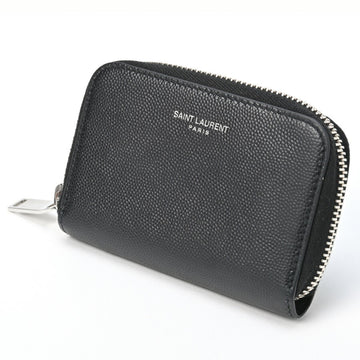 SAINT LAURENT Coin Purse / Zip 506522 Embossed Leather Black