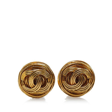 CHANEL coco mark mizuhiki earrings gold plated ladies