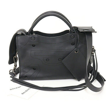 BALENCIAGA City Blackout Bag Leather 443518 Black Bronze Hardware