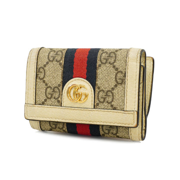 GUCCI[3ae5298] Auth  Trifold Wallet Ophidia 644334 GG Supreme Beige/Ivory