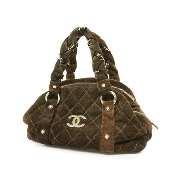 CHANEL Handbag Matelasse Suede Brown Women's