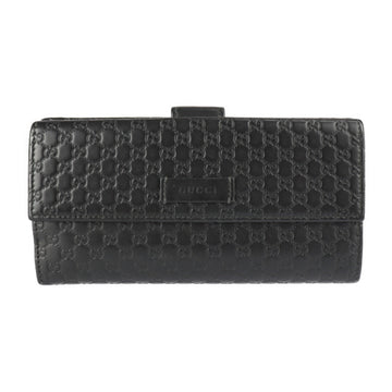 GUCCI Micro Shima Bifold Wallet 449393 Leather Black W Hook Long