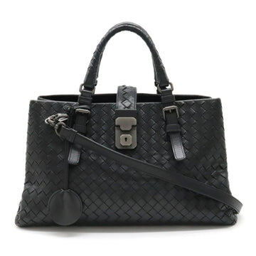 BOTTEGA VENETA Intrecciato Small Rome Bag Handbag Shoulder Leather Black 337303