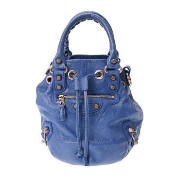 BALENCIAGA Pom Blue Women's Leather Handbag