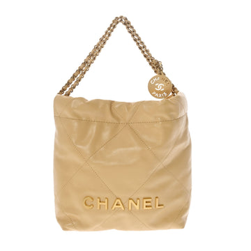 CHANEL 22 Beige Women's Shiny Calf Bag