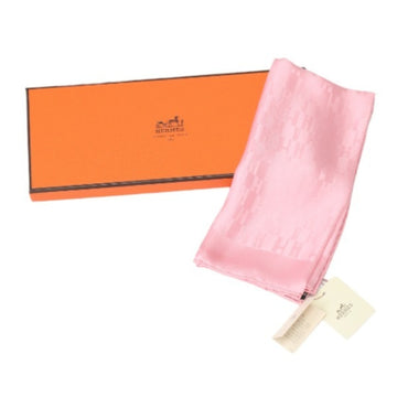HERMES Pocket Square 100% Silk Mini Scarf  Pink Handkerchief