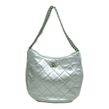 CHANEL Shoulder Bag Silver Lambskin [sheep leather] AS3153