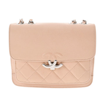 CHANEL matelasse chain shoulder beige ladies caviar skin bag