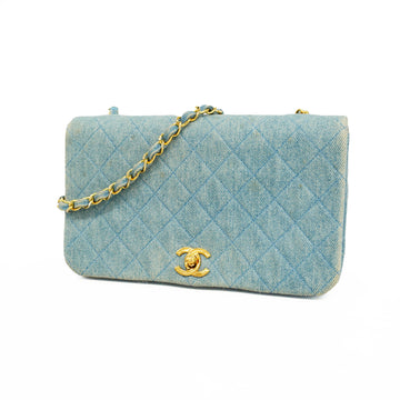 Chanel Shoulder Bag Matelasse Single Chain Denim Blue Gold metal