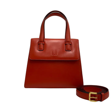 LOEWE Anagram Logo Embossed Leather Genuine 2way Mini Handbag Shoulder Bag Red
