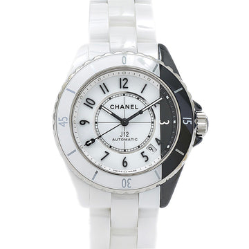 CHANEL J12 Paradox 38m Black and White Dial Watch Ceramic Automatic H6515 Men's