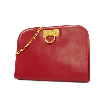 SALVATORE FERRAGAMO Shoulder Bag Gancini Leather Red Ladies