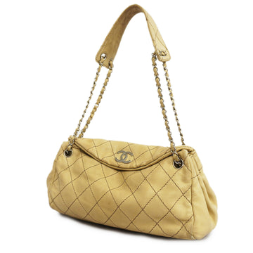 CHANELAuth  Wild Stitch Handbag Women's Leather Handbag Beige