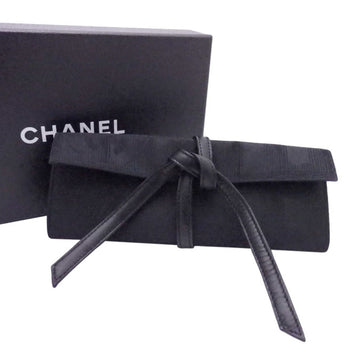 CHANEL Accessory Pouch Case Jewelry New Travel Line Nylon Jacquard/Leather Black Women's