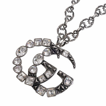 GUCCI GG Marmont Crystal Necklace Silver Women's